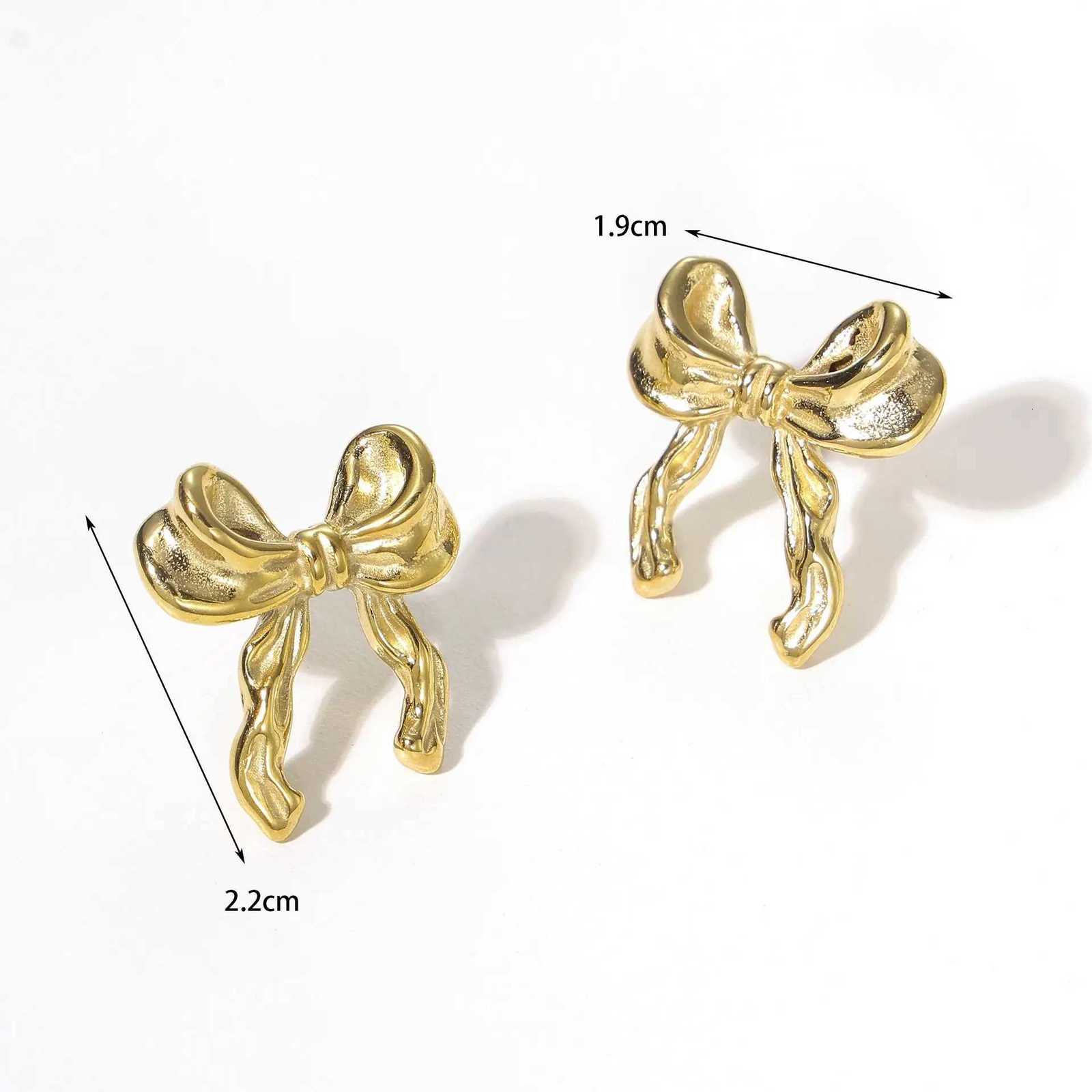 Adorable 18K Gold-Plated Bow Earrings - Simple Stainless Steel for Girls Fashion Jewelry Y250812