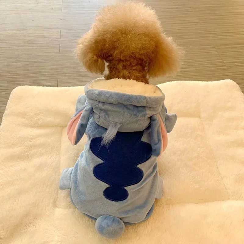 Autumn Winter Cartoon Pet Clothing Stitch Same Style Cat And Dog Clothing Two-Leg Pet Transformation Clothing Warm Cotton Clothing XJ250813