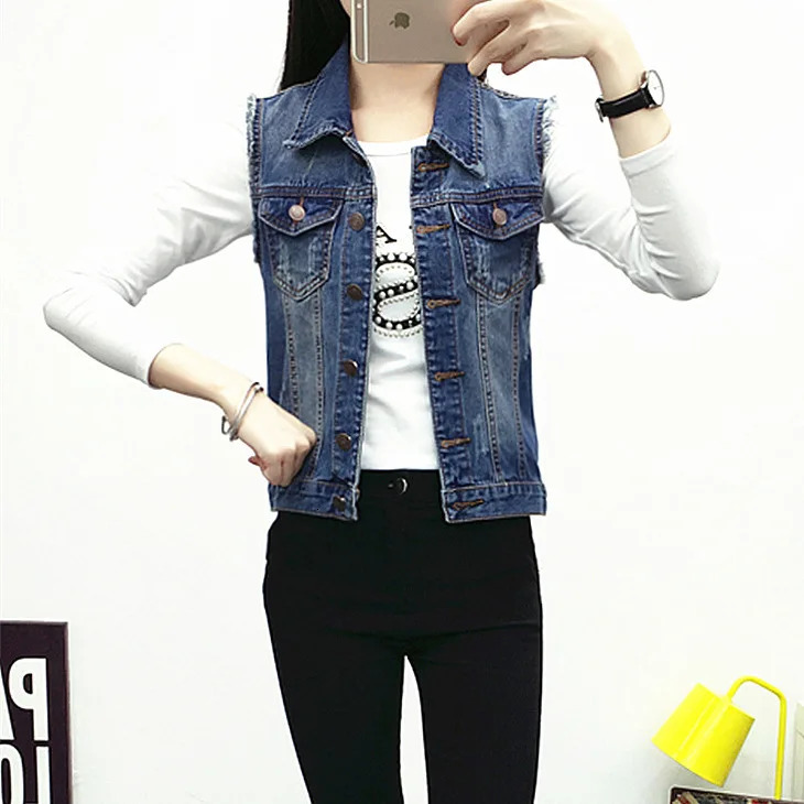 2024 Women Vest Spring Summer Sleeveless Big Size Womens Jeans Denim Vest Tops For Woman Clothing Female Jacket Coat 250811