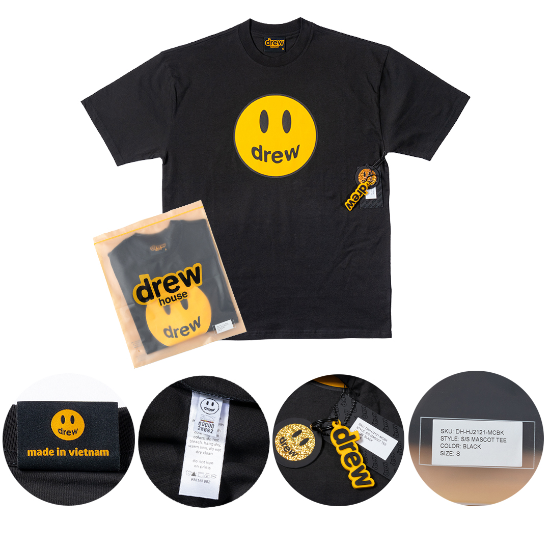 Drew House Designer luxury T shirt men's and women's T-Shirts Smiling-face print