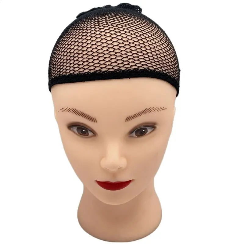 16 packs Beige Fashion Black Weaving Cap Single Open Stretchable Elastic Hair Net Top Closed Snood Wig Cap Hairnet Hair Mesh 250812