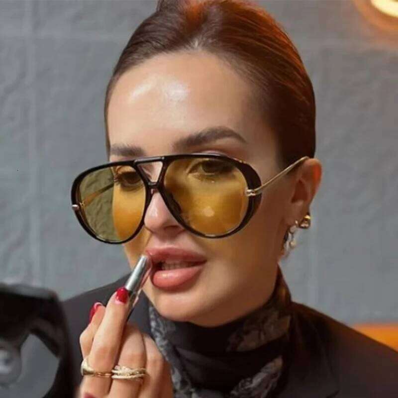 Double Bridge Pilot Womens Sunglasses Design Oversized Punk Black Yellow Metal Big Sun Glasses Men Hipster Eyewear Gafas