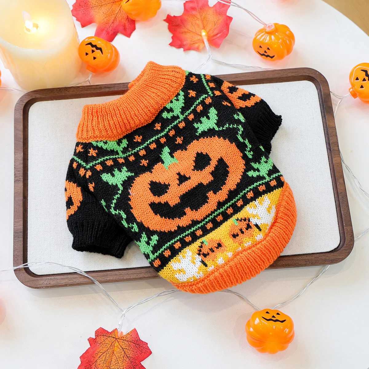 2025 Halloween Pet Costumes - Pumpkin Knit Sweater for Dogs Cats fits most small/medium Pets XJ250813