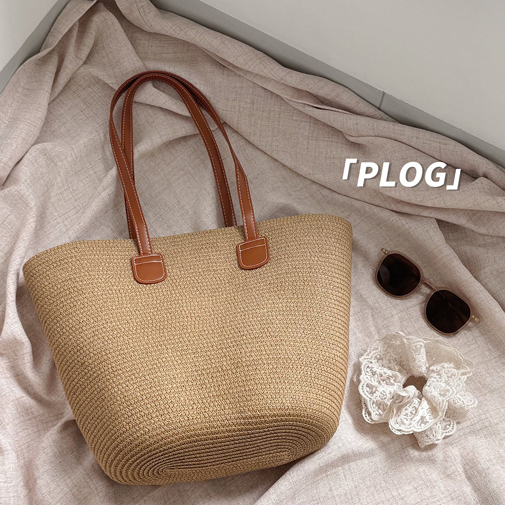 Pastoral Style INS Straw for Women Summer Hollow Design Large Capacity Fashion Versatile Beach French Tote Bag ddmymarket