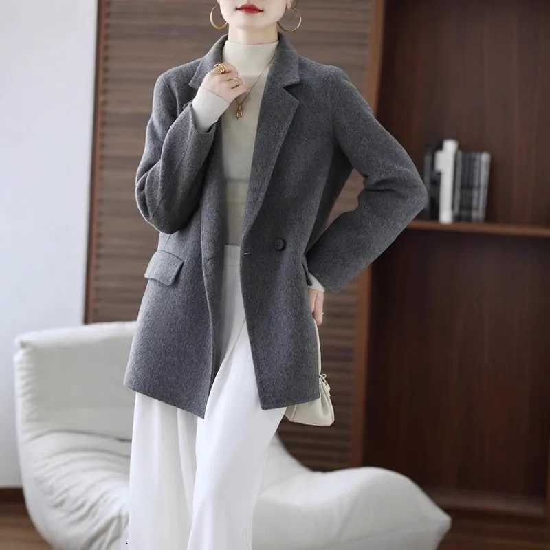 100% Pure Wool Double-Sided Woolen Jacket Autumn Winter Fashion Versatile Womens Clothing Z250813