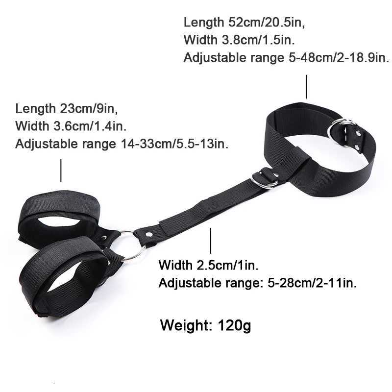 Black Nylon Bdsm Collar Reverse Handcuffs Bdsm Bondage Set Sex Toys For Couples Slave Restraints Set Sex Shop XJ250813