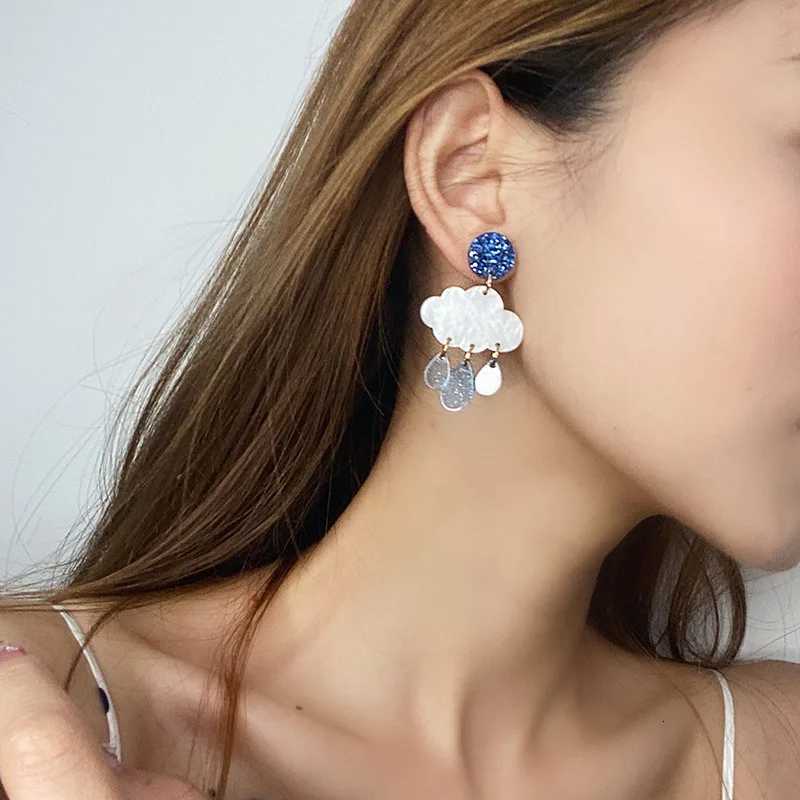 Clouds Rain Acrylic Earrings Korean Temperament Creative Cute Accessories Suitable For Girls To Wear Y250812