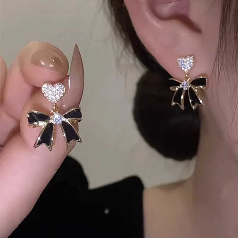 Simple Black Bow Earrings for Women Fashionable Personalized Beautiful Daily AccESSories Party Jewelry Premium Gifts Y250812