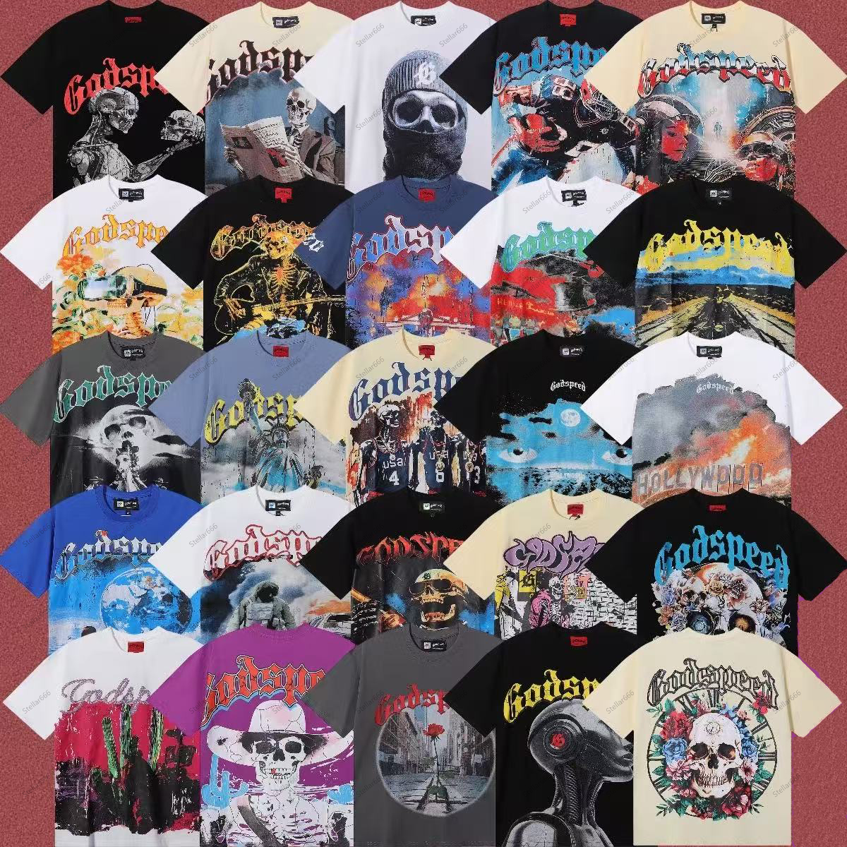 gospeed shirt designer t shirt classic graphic tee mens shirt Vintage printed skull short sleeve wash water to make old cotton short sleeve us size s-xl