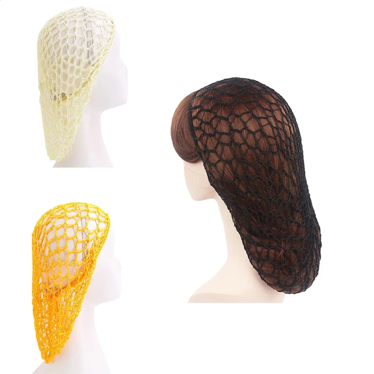 Ladies Soft Rayon Crochet Hairnet Wide Band Mesh Snood Hair Net Knit Hat Cap Lady Turban Hair Accessories 250812