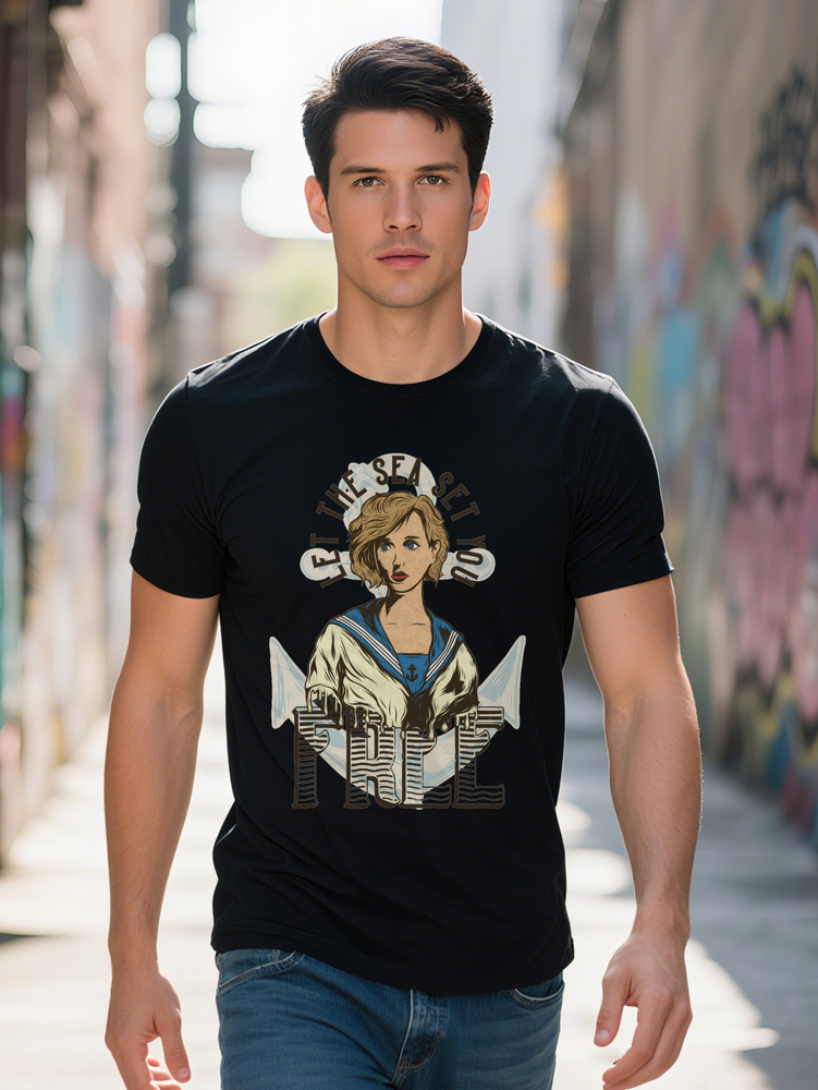 Men S Casual Crew Neck T-Shirt with Unique D Pirate Print Soft Breathable Regular Fit Perfect for Summer and Spring 3a128