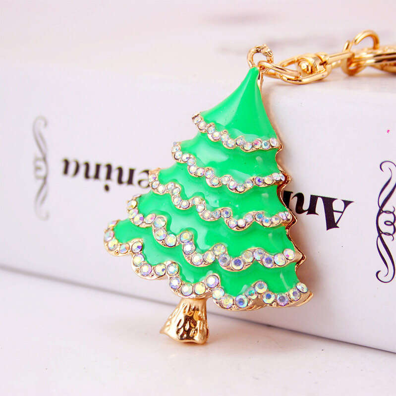 Kuxi Jewelry Alloy Christmas Tree Red Bell Santa Claus Keychain Metal Pendant Accessory