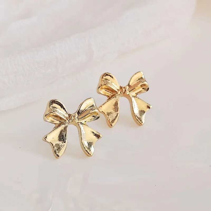 A Pair of Fashionable Bow and Gold Earrings Elegant Womens Daily Clothing Jewelry Matching Trendy Party and Holiday Gifts Y250812