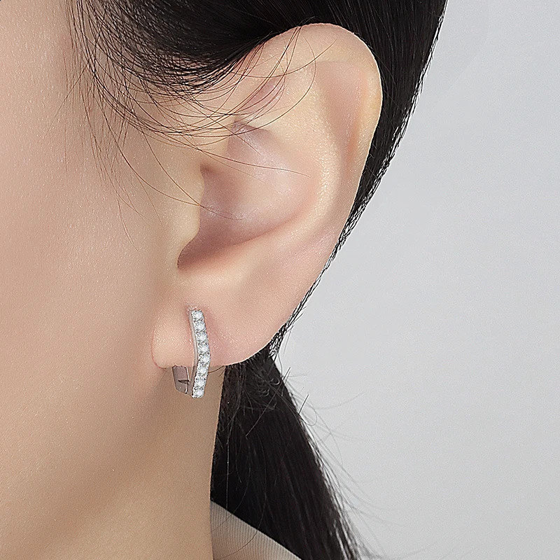PERFANY All Hoop Earrings for Women S925 Pure Silver Hexagonal n Laboratory Diamond Fashion Jewelry 250812