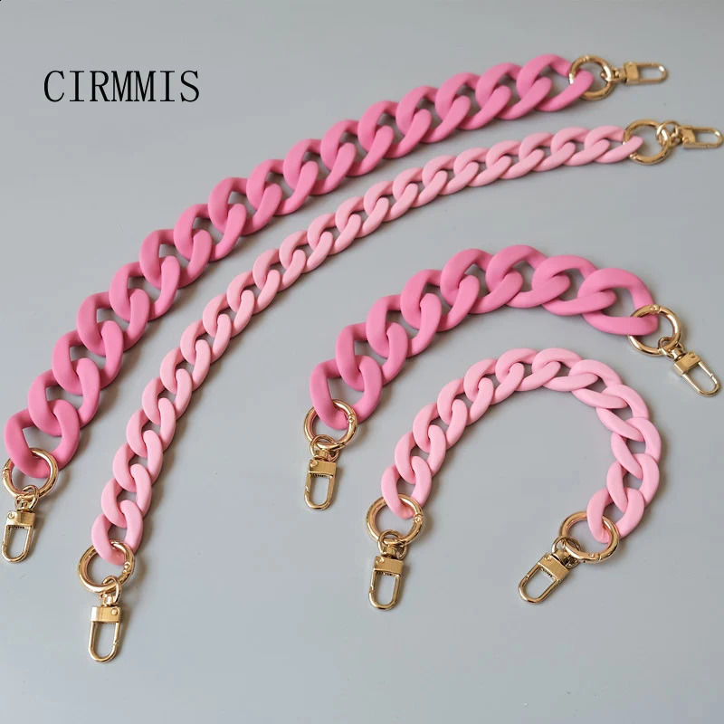 Fashion Woman Handbag Accessory Chains Matte Cute Candy Pink Resin Chain Frosted Strap Women Clutch Shoulder Purse Chain 250812