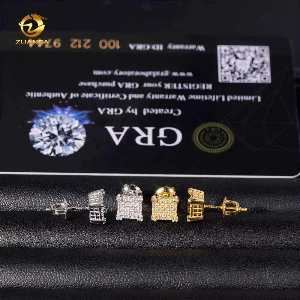 Premium Jewelry High-Quality Designer 18K Gold Plated Iced 925 Sterling Silver Jewelry Earrings