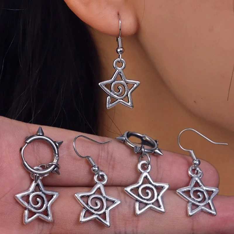 1pair Korean Fashion Cute Star Swirl Earrings Gothic Charms Rivet Earrings Women Punk Grunge Jewelry Vintage Accessories Cool Y250812