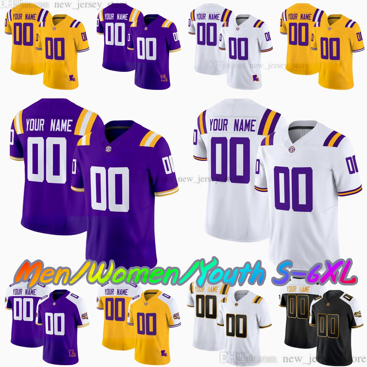 2025 Custom S-6XL College Football Jersey 13 Garrett Nussmeier 29 Caden Durham 1 Aaron Anderson 40 Whit Weeks 9 Joe Burrow 2 Kyren Lacy 22 John Emery Jr. Stitched Jerseys
