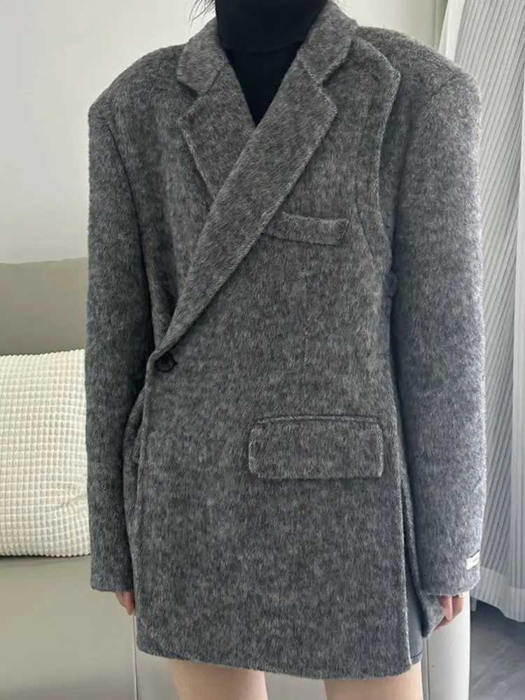 2024 Autumn and Winter Handmade Short Women Wool Coats Outerwear Niche Design Suit Collar Office Lady Woolen Jackets Z250813