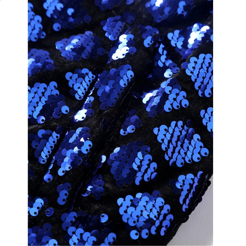 Blue Mens Sequins Long Sleeve Jacket Baseball Collar Zipper Casual Coats Stylish Rib Sleeve Tops European Size S-XXL 250812