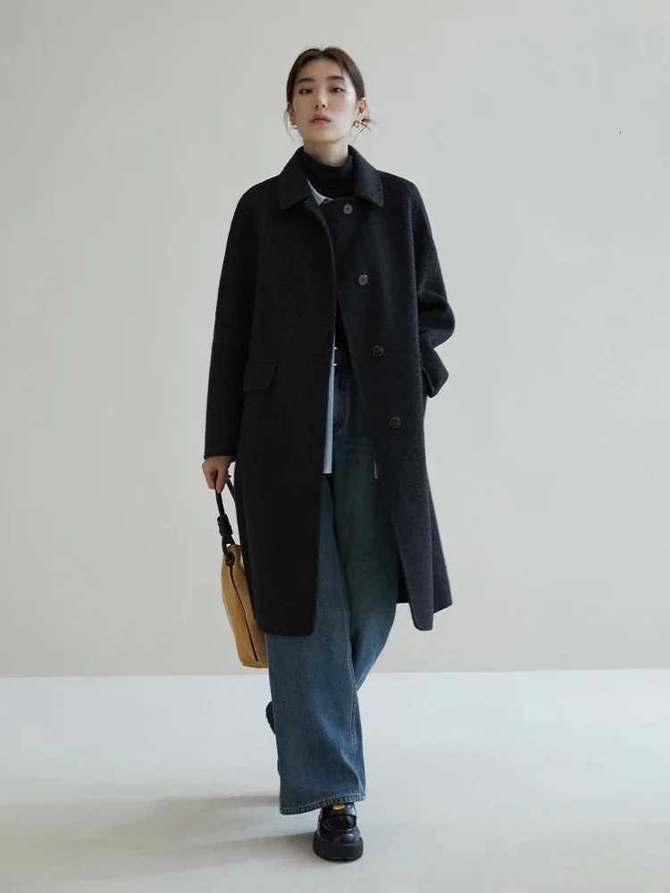 92.7% Cashmere Coat Elegant 7.3% Camel Hair Long Coats for Women Winter Commuting Woolen Coat Z250813