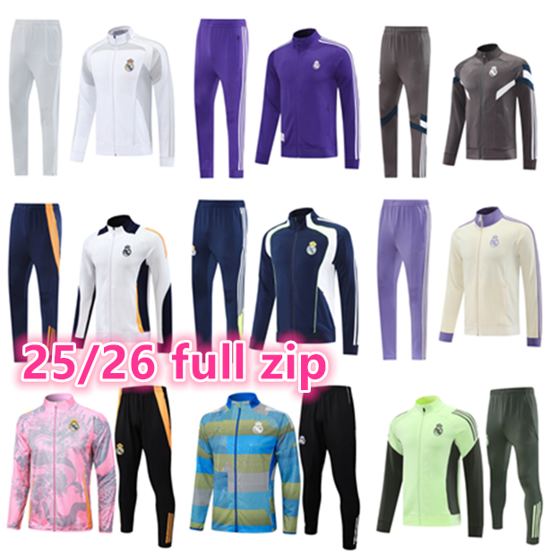 2025 2026 BELLINGHAM Real training suit 25/26 Reals Madrids Long Sleeves tracksuit men MBEPPA VINI JR football sportswear chandal futbol survetement full zip jacket