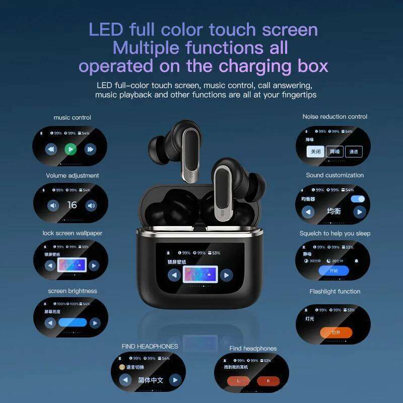 Color Wireless Earphones ANC Pro3 LED Screen TWS Earbuds Touch Active Noise Cancelling Bluetooth Headphones Sports Earpho
