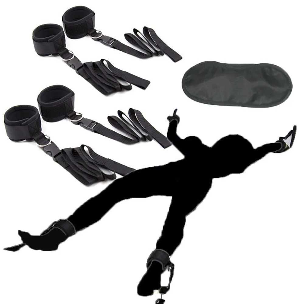BDSM Handcuffs Sex Toy for Women Fetish Restraint Bondage Strap Sexy Leg Cuffs Spreader Role Play Cosplay Bed Belt W250813
