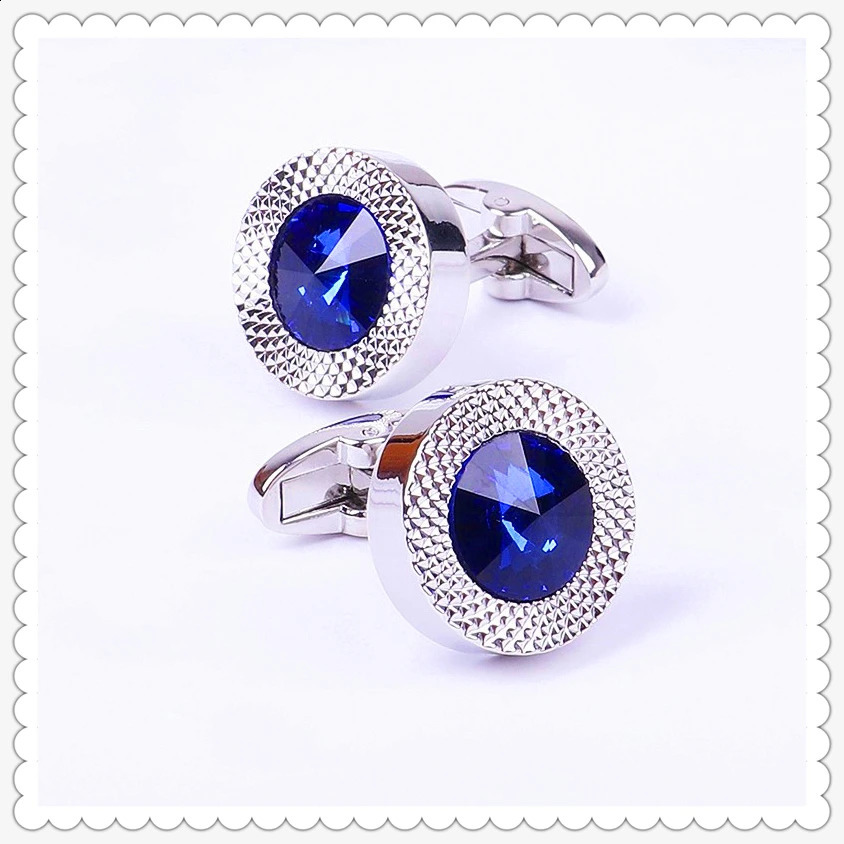 Blue Crystal Cone Cufflinks Men Lawyer Classic Prismatic Cuff Button High Quality Mens Shirt Taper Cuff Links 250812