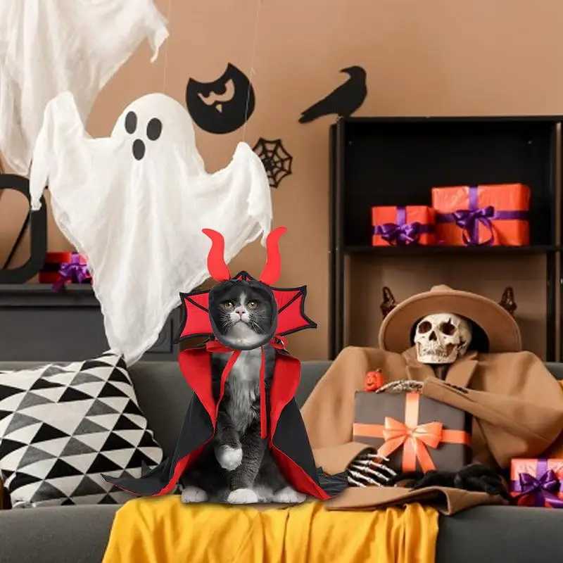 Dog Cloak Cosplay Cat Vampire Cloak and Hat Halloween Costumes for Small Medium Dogs Cats Puppy Wizard Outfit for Pet Cosplay XJ250813