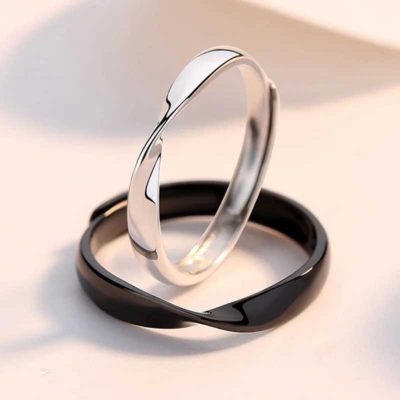 New Mobius Couple Rings For Women Men Simple Black White Adjustable Simple Ring Fashion Wedding Birthday Proposal Gifts W250812