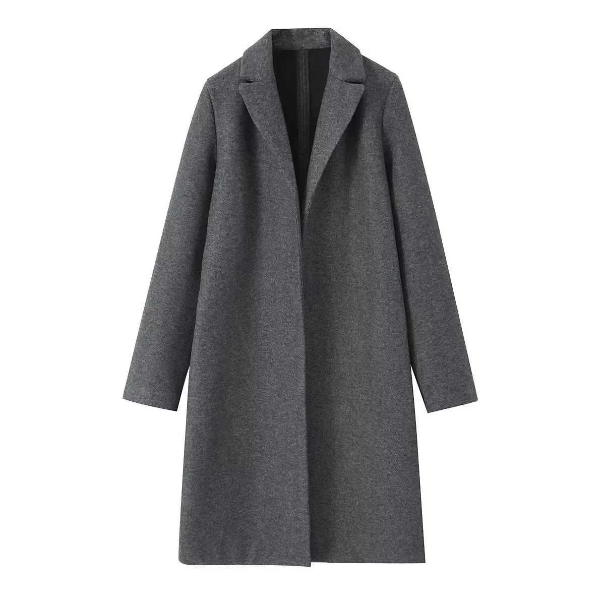 RARF Women Woolen Coat Fashion Solid Open Stitch Long Trench Coats Vintage V-Neck Full Sleeves Female Chic Lady Outfits Z250813