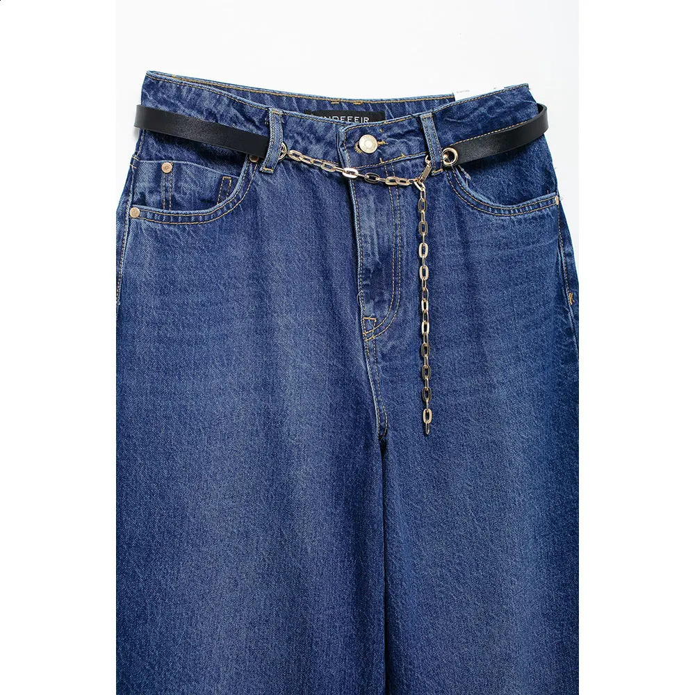 DUOPERI Women 2 piece sets Denim Waistcoat V-Neck Sleevele and Wide Leg Denim Long Trousers Suits Female Chic Lady Casual Outfit 250806