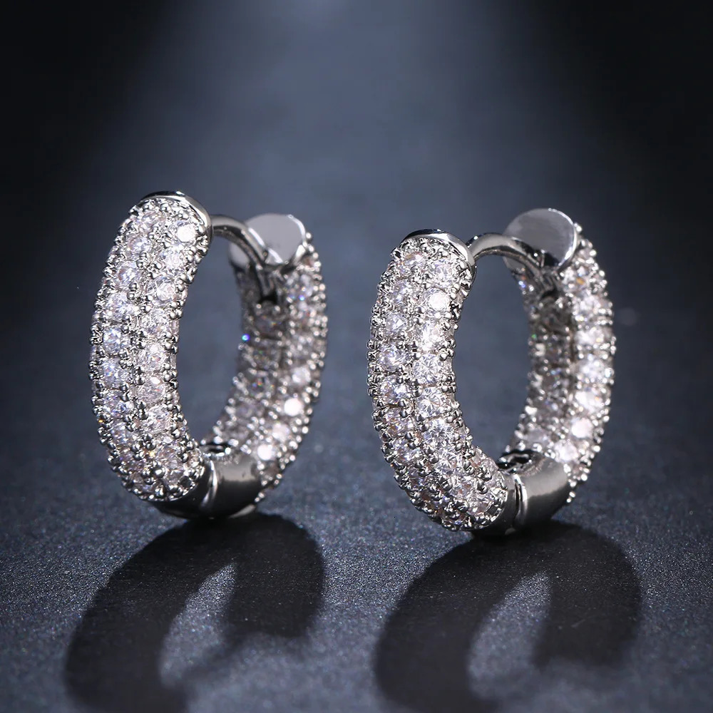 Fashion Silver Color Punk Hoop Earrings For Men Cubic Zirconia Huggie Cartilage Cuff Hypoallergenic Earrings Jewelry 250812