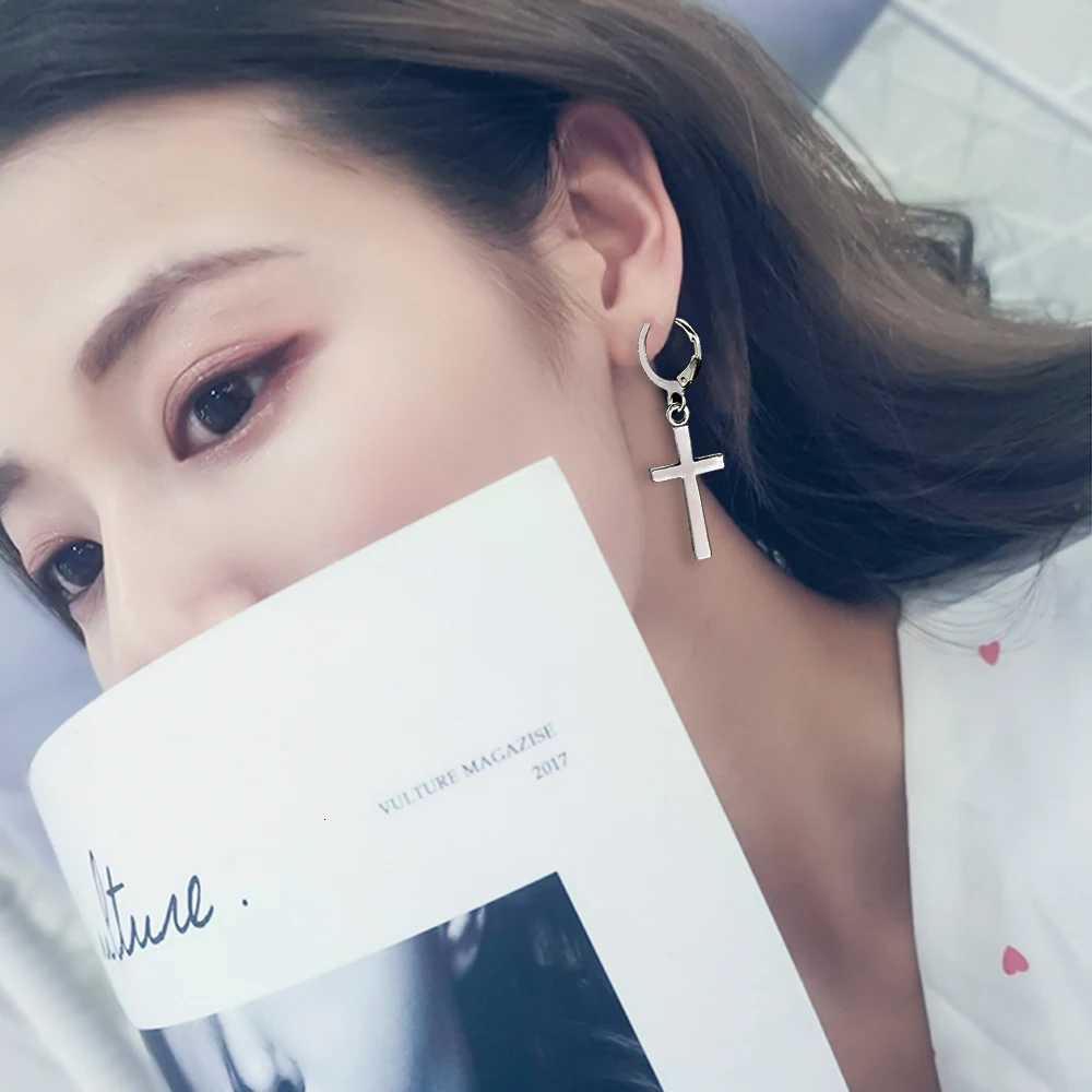 Fashion Men Women Metal Hoop Cross Drop Dangle Ear Studs Earrings Party Punk Earring Jewelry long earrings Y250812