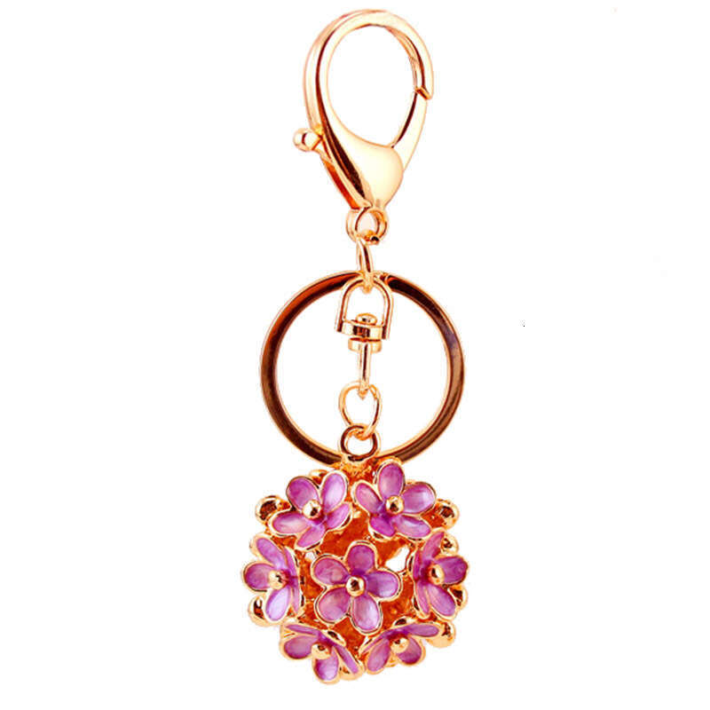 Double-Sided Daisy Women's Bag Accessories Metal Pendant Three-Dimensional Hollow Five-Leaf Flower Keychain 146