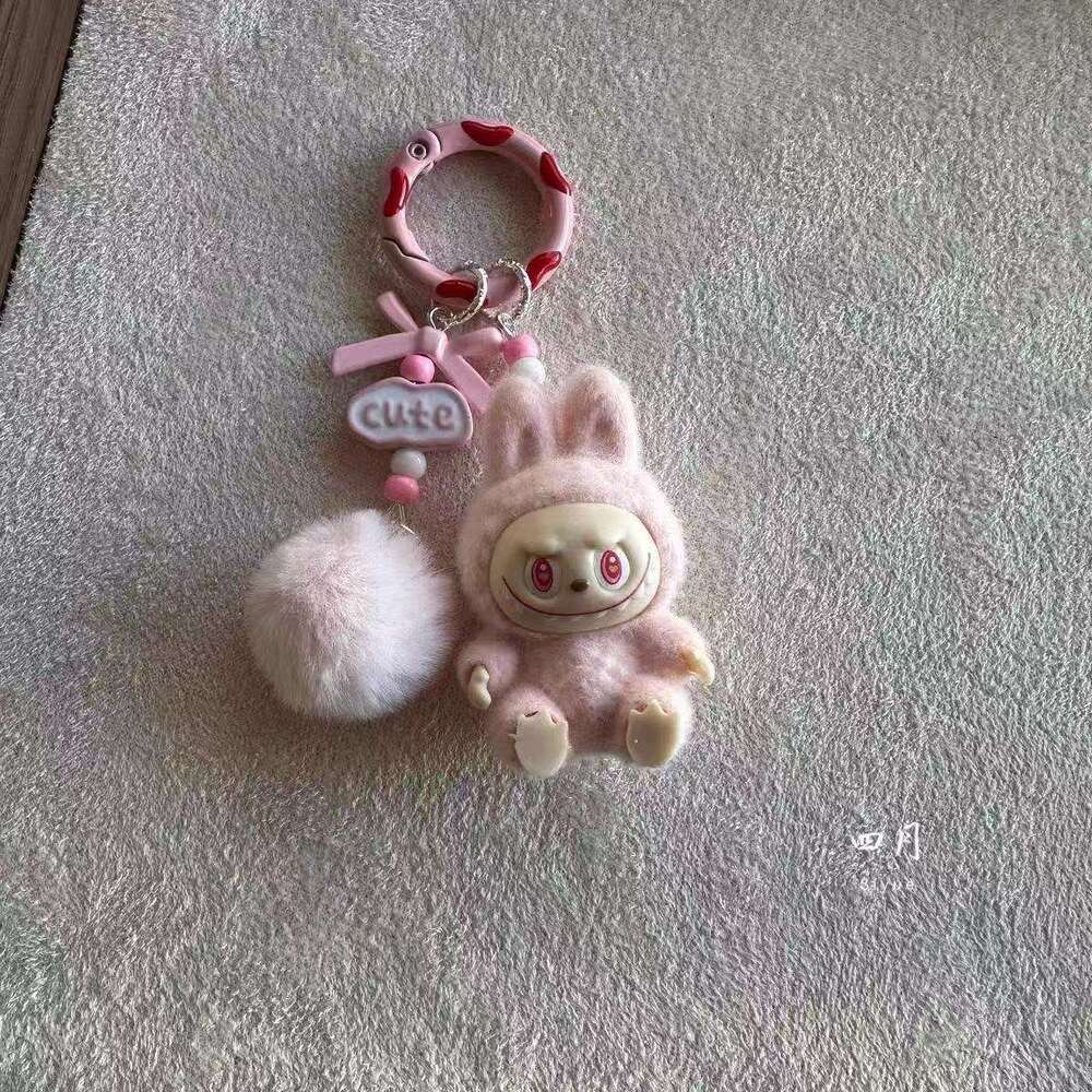 Cute Mini Flocked Labu Bag Couple Car Keychain Decoration Pendant Phone Chain
