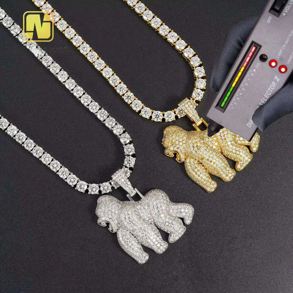 New Design Pass Tester Hip Hop Jewelry Sterling Sier VVS1 Moissanite Dia Gorilla Pendant Necklace