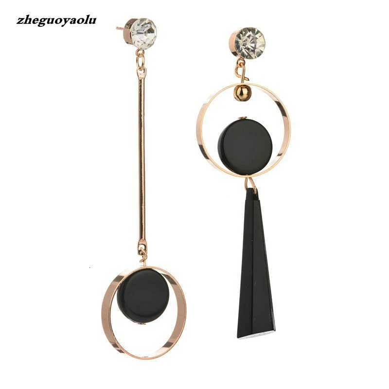 Bijoux Brincos New Fashion Geometric Long Asymmetrical Earrings Rhinestone Round Earrings Acrylic Big Earrings Crystal Earrings Y250812