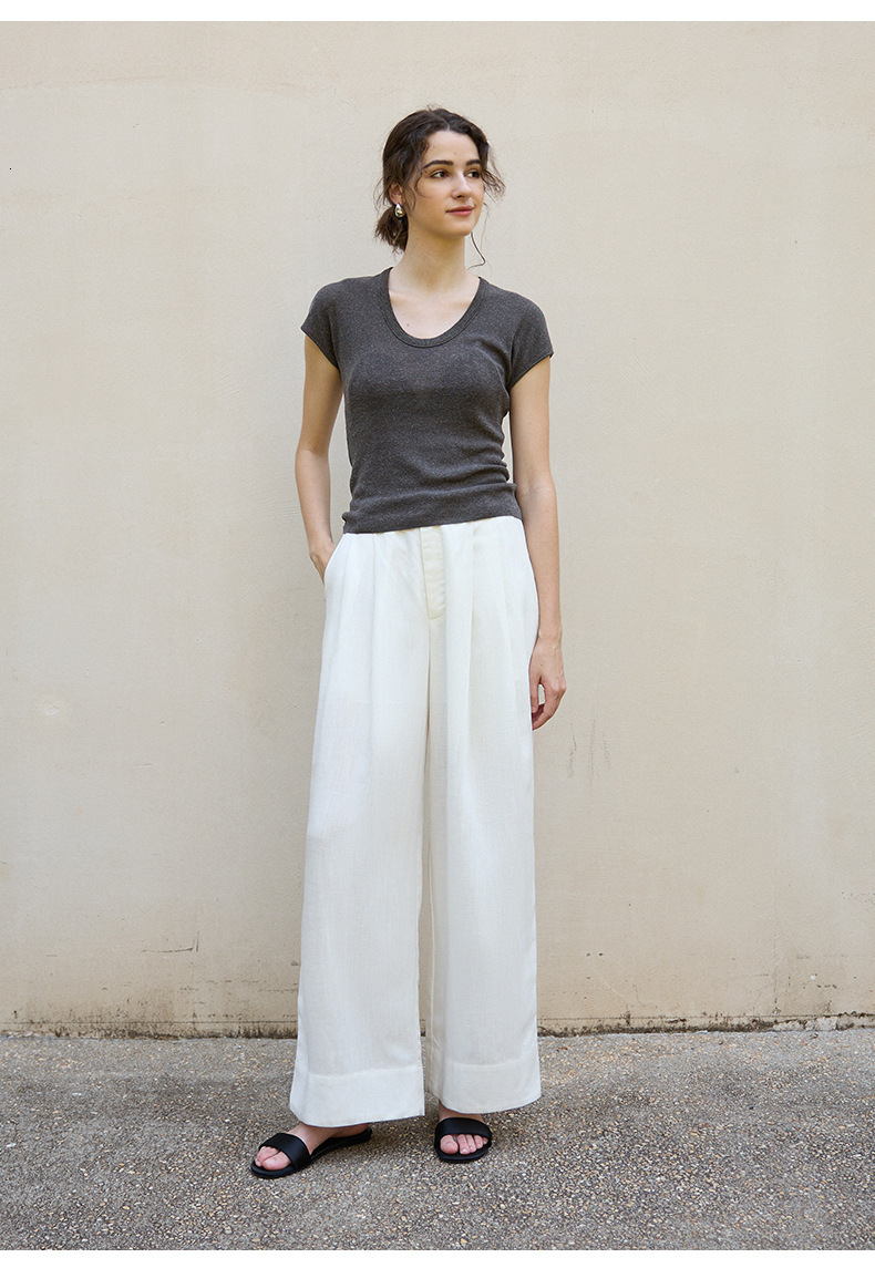 Old Money Style Tencel Linen Straight for Women Slimming Versatile Draped Wide-Leg 25 Autumn Winter New Casual Loose Long Pants