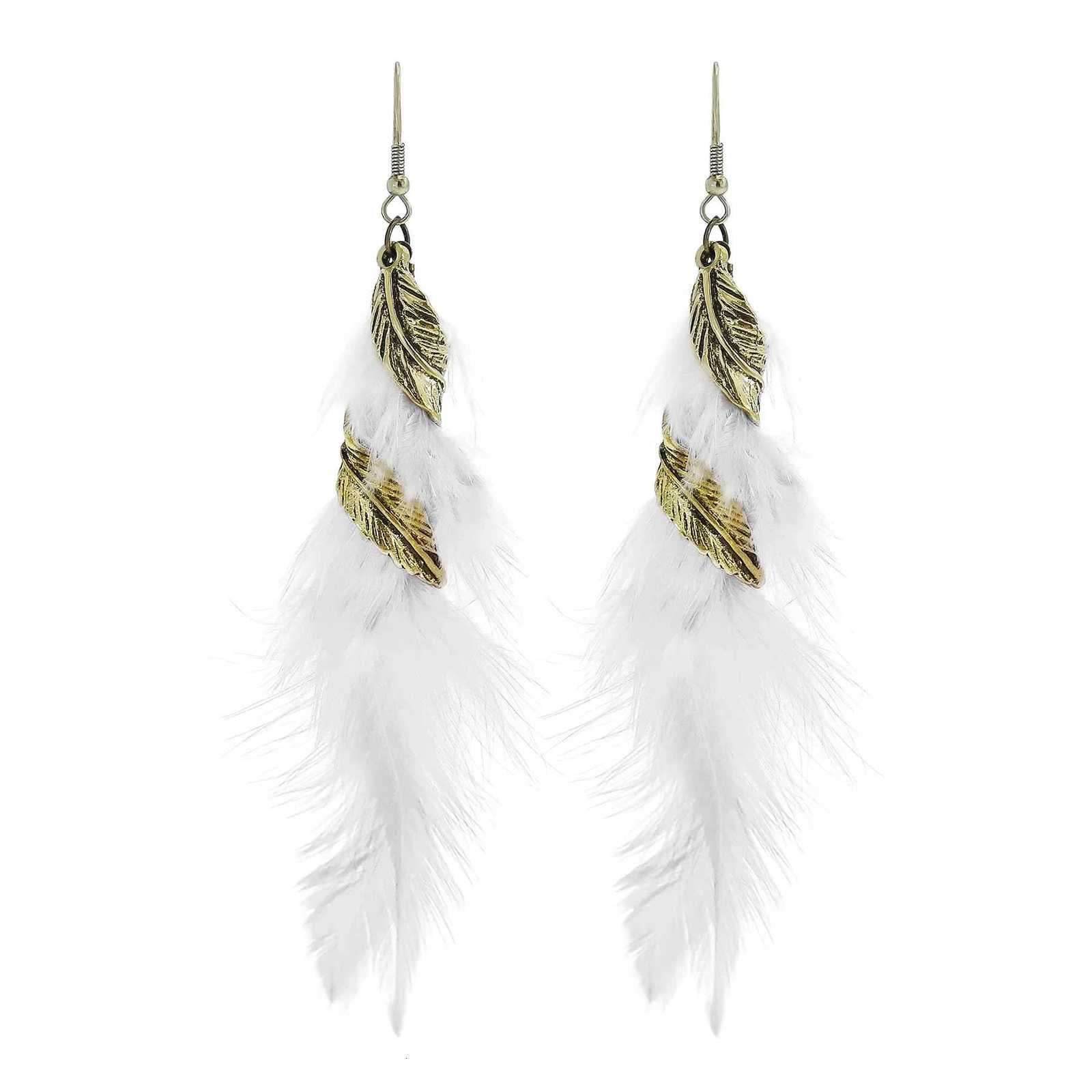 Ethnic Boho Feather Drop Dangle Earrings for Women Female Fringed Long Tassel Hanging Earrings Brincos Indian Turkish Jewelry Y250812