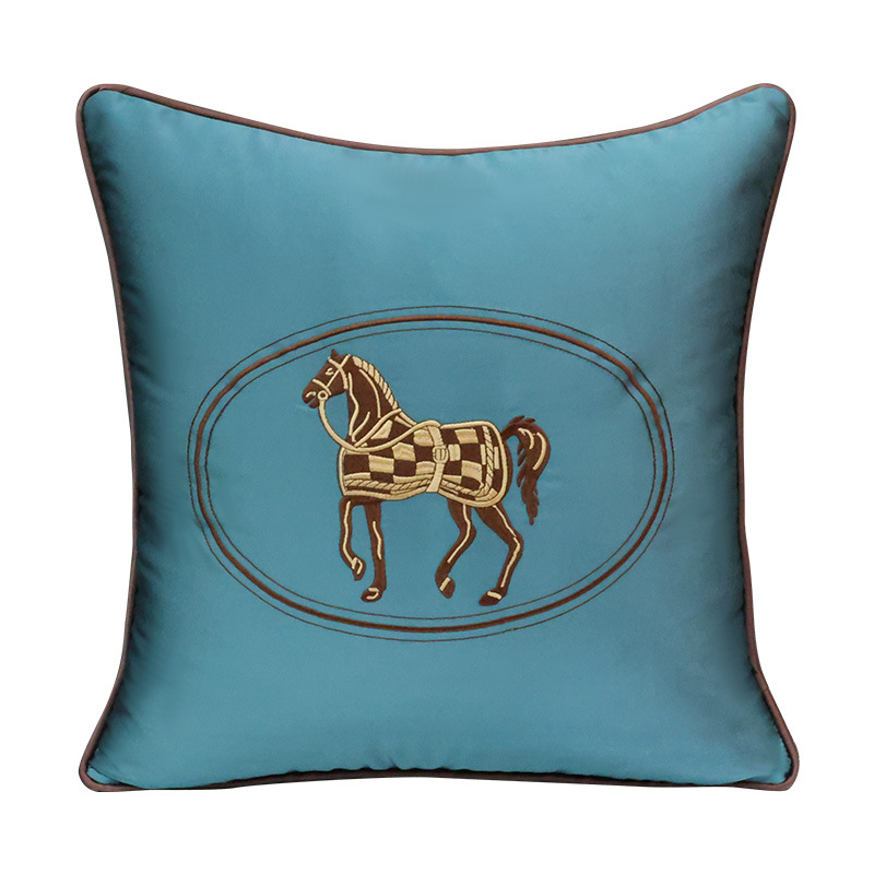 Luxury Pillow Case Embroidered square waist pillow living room bedside cushion pillow, Square Soft thick chenille Throw Bedside Back Pillow R250813