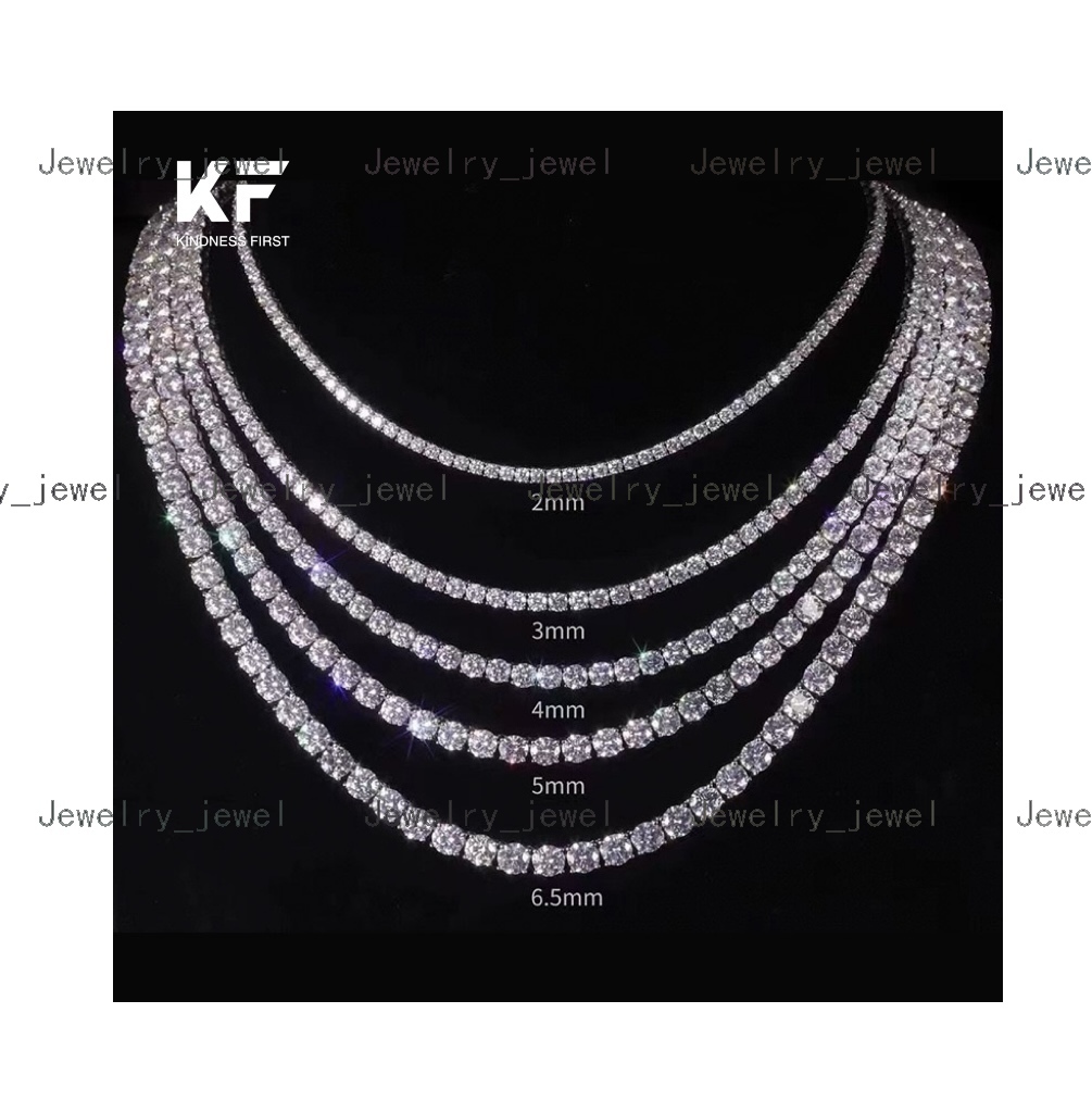 Hip Hop 925 Silver Gra VVS Moissanite Diamond Tennis Chain 3MM 4MM 5MM Necklace Bracelet for Men Women Cheap Price Hiphop
