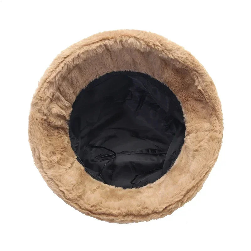 Autumn and Winter Lady Thick Warm Skin-Friendly Soft Plush Bucket Hat Leopard Print Bucket Hat 250808