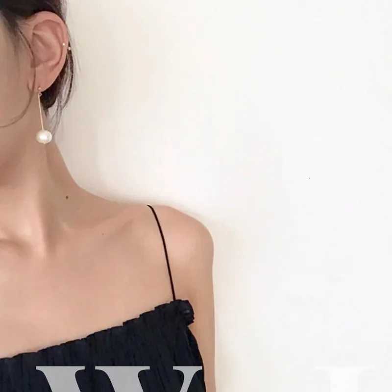 Minar Delicate Genuine Freshwater Pearl Earring for Women Gold Color Metal Baroque Pearls Long Drop Earrings Elegant Oorbellen Y250812