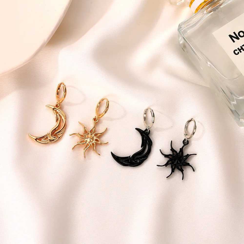 LATS New Sun Moon Dangle Earring Asymmetric Abstract Star Drop Earrings for Women Short Hollow Earings Brincos Fashion Jewelry Y250812