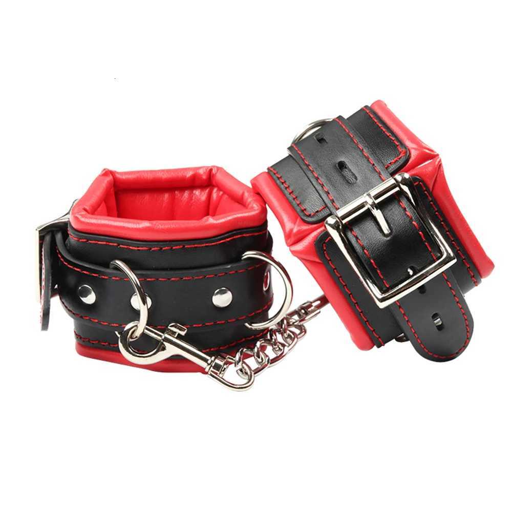 Soft Sponge Lining Hand Cuff Ankle Cuff BDSM Bondage Kinky Wrist Cuff Slave Restraints Fetish Shackles With Chain Adult Game Toy XJ250813