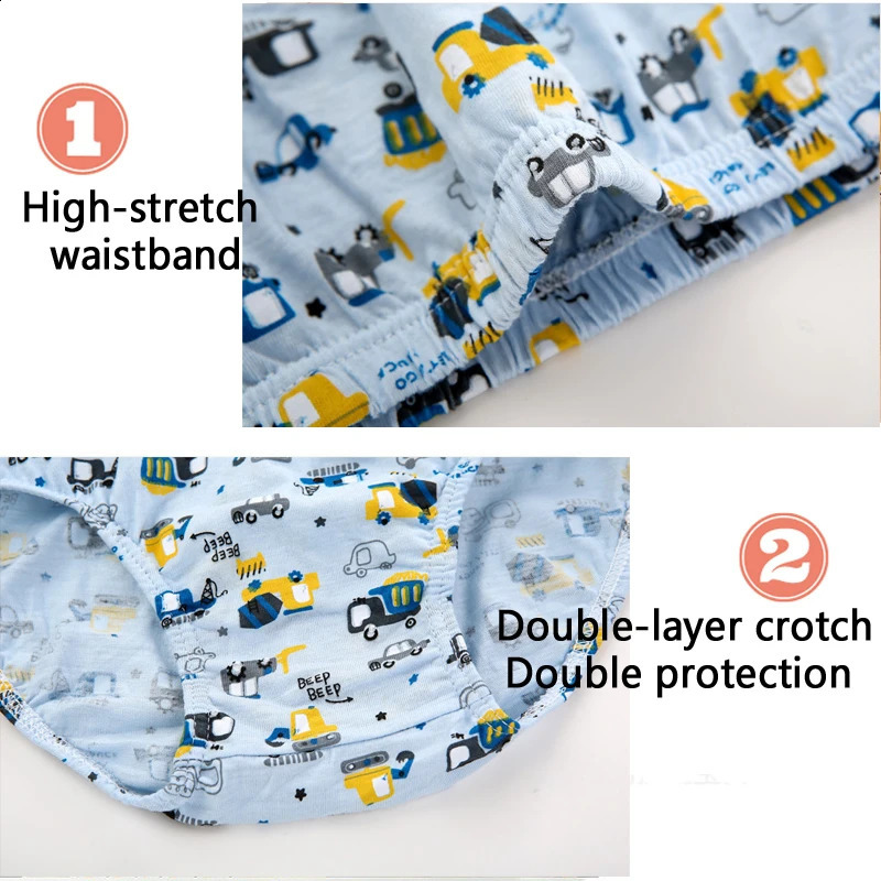 5 PcsLot Kids Boys Soft Cotton Cartoon Panties Triangle Briefs Washable Children Underwear Toddler Boy 250812