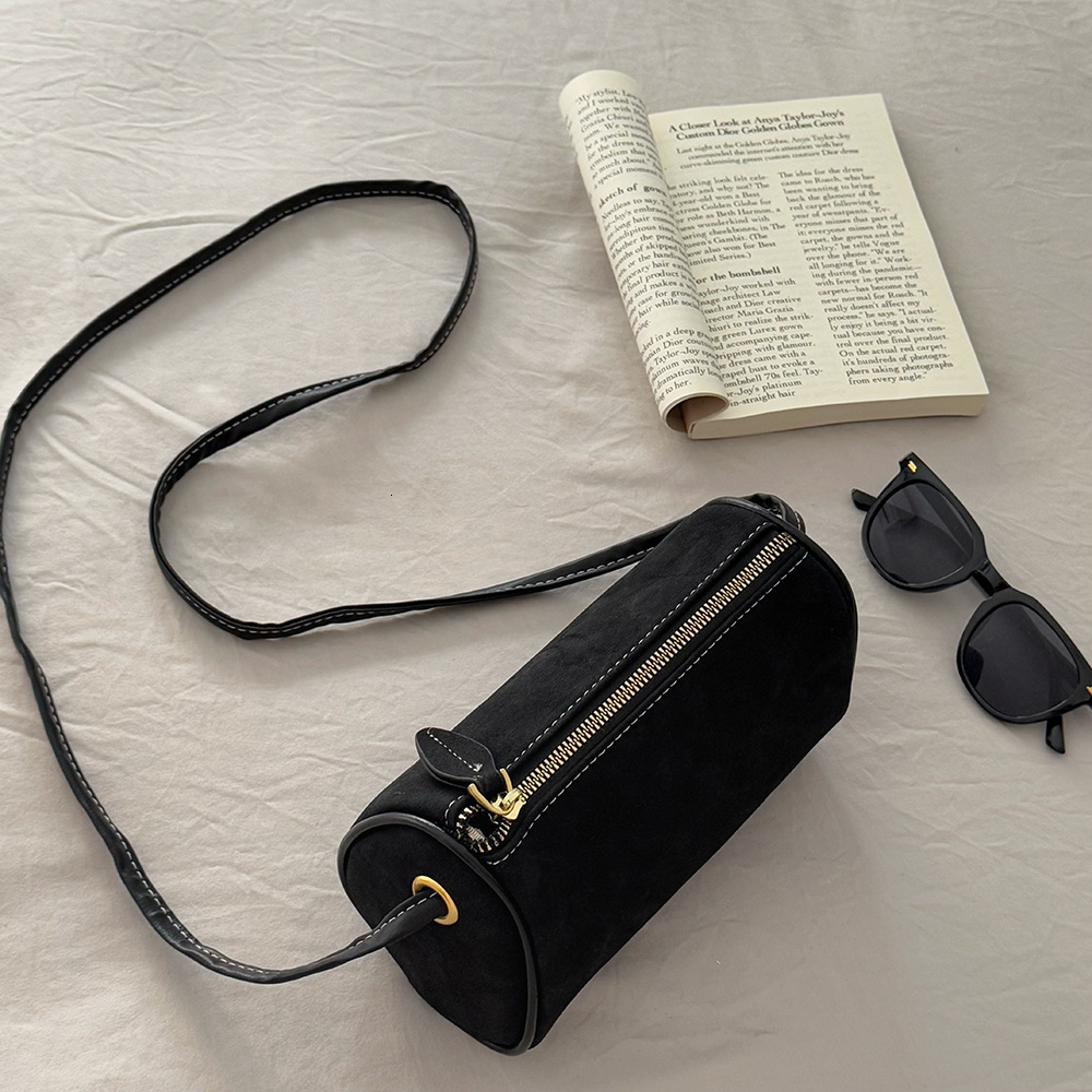 Textured Pen Holder Suede Single Shoulder Crossbody Cylinder Women's Bag, Niche Design Matte Casual Bag ddmymarket