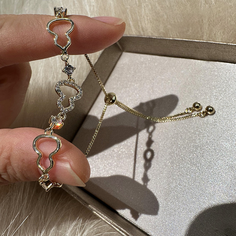 Zircon Hollow Gourd Pendant Pull-out New Chinese Style Niche Design Bracelet Light High-end Sense Jewelry - view 5